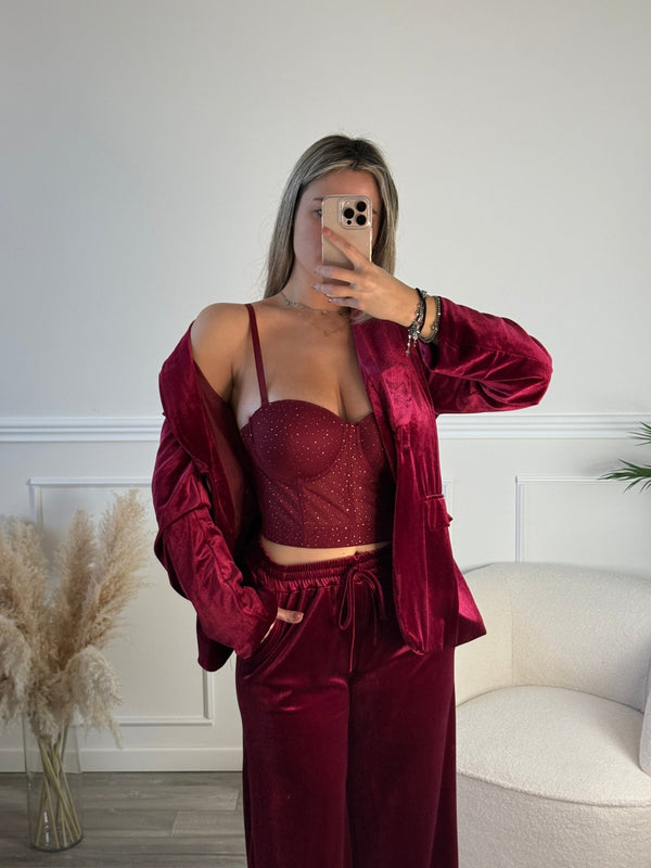 Top con coppe a conchiglia e strass gioiello - Follie by Alice