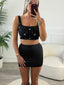 Top corto con perline bianche e strass gioiello - Follie by Alice