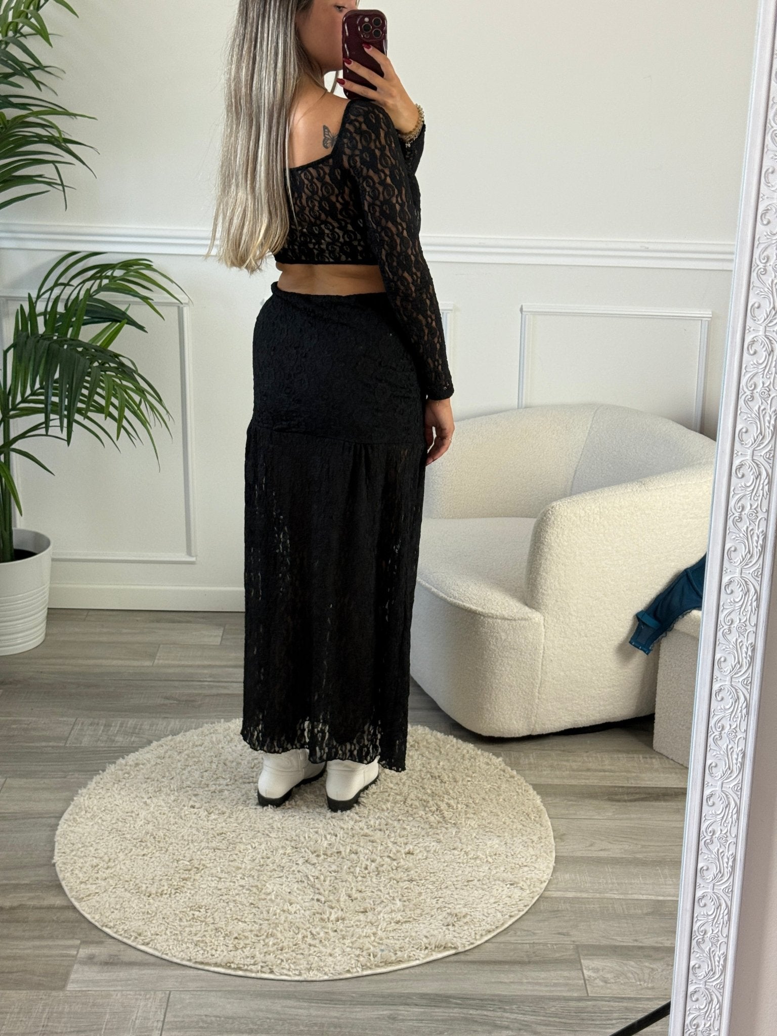 Top corto in pizzo a maniche lunghe - Follie by Alice