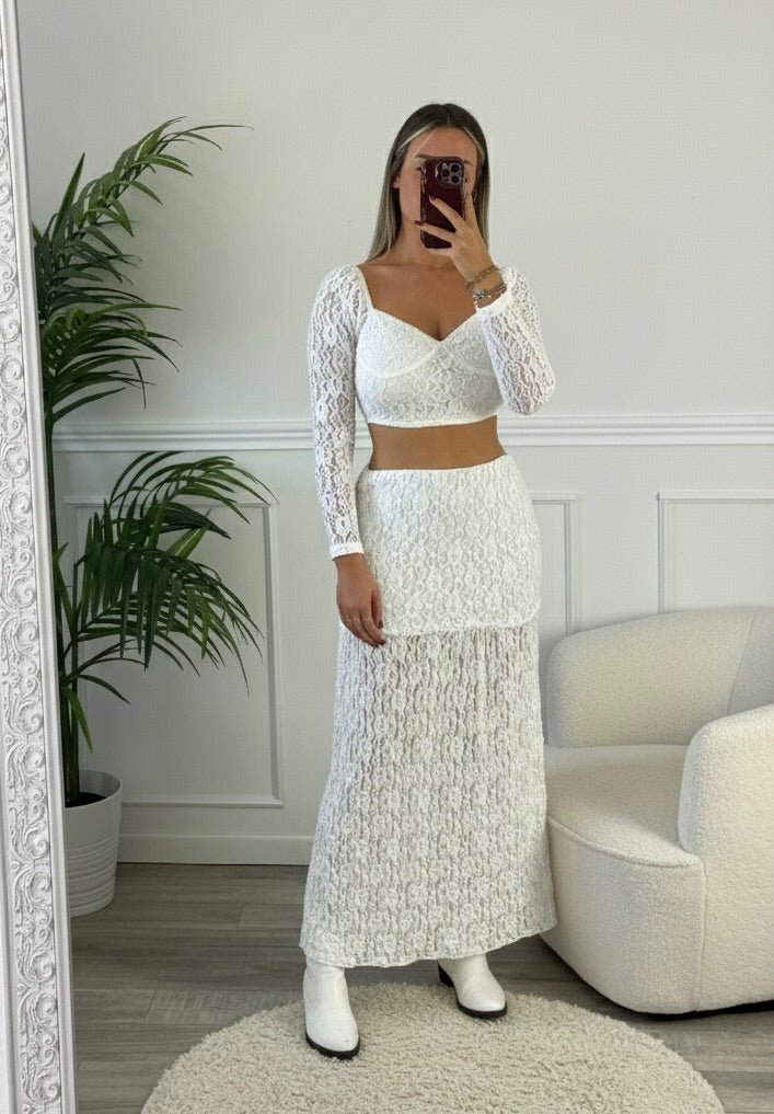 Top corto in pizzo a maniche lunghe - Follie by Alice