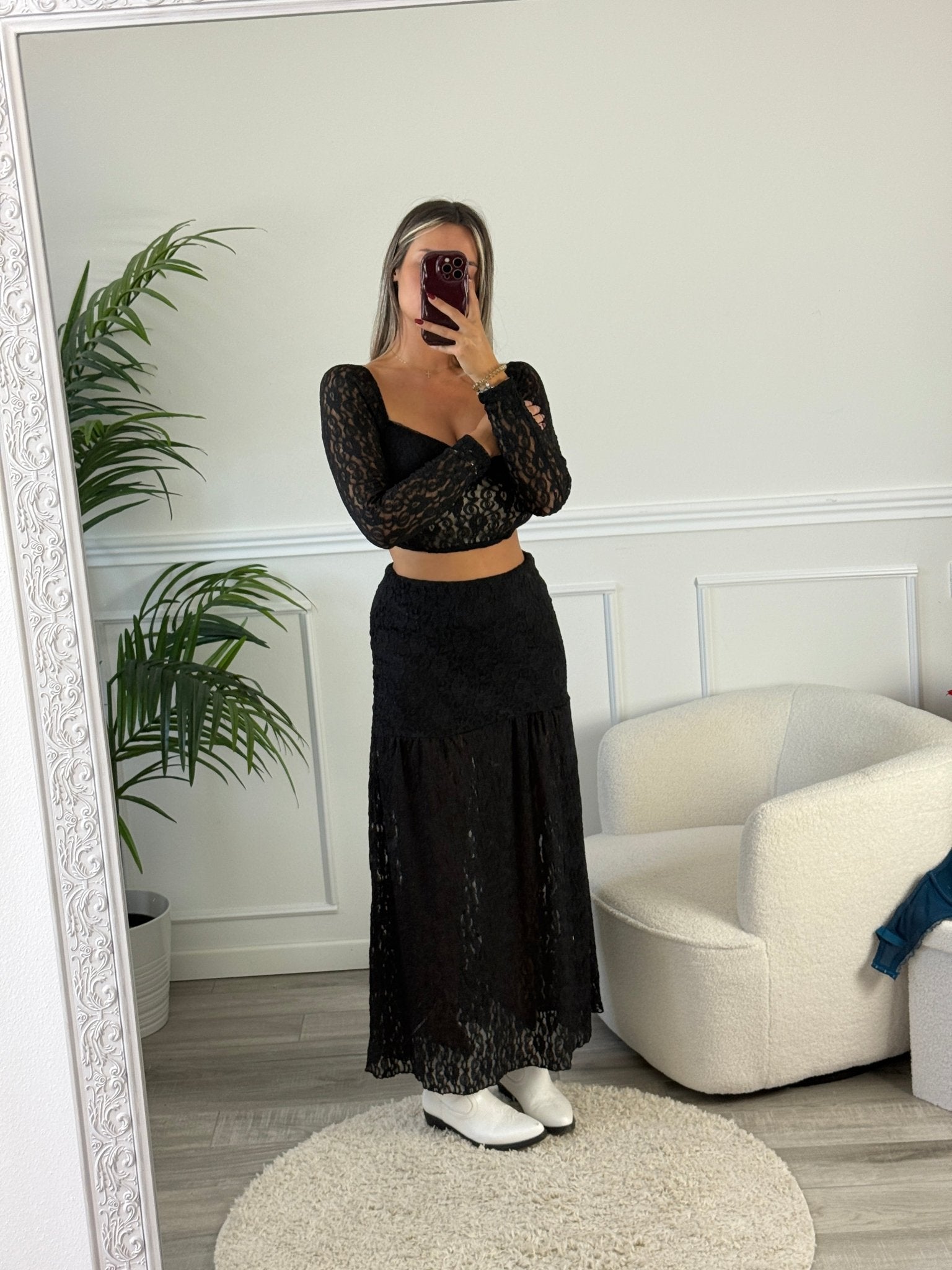 Top corto in pizzo a maniche lunghe - Follie by Alice