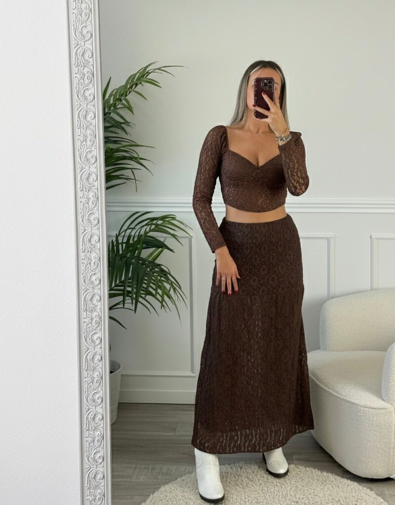 Top corto in pizzo a maniche lunghe - Follie by Alice