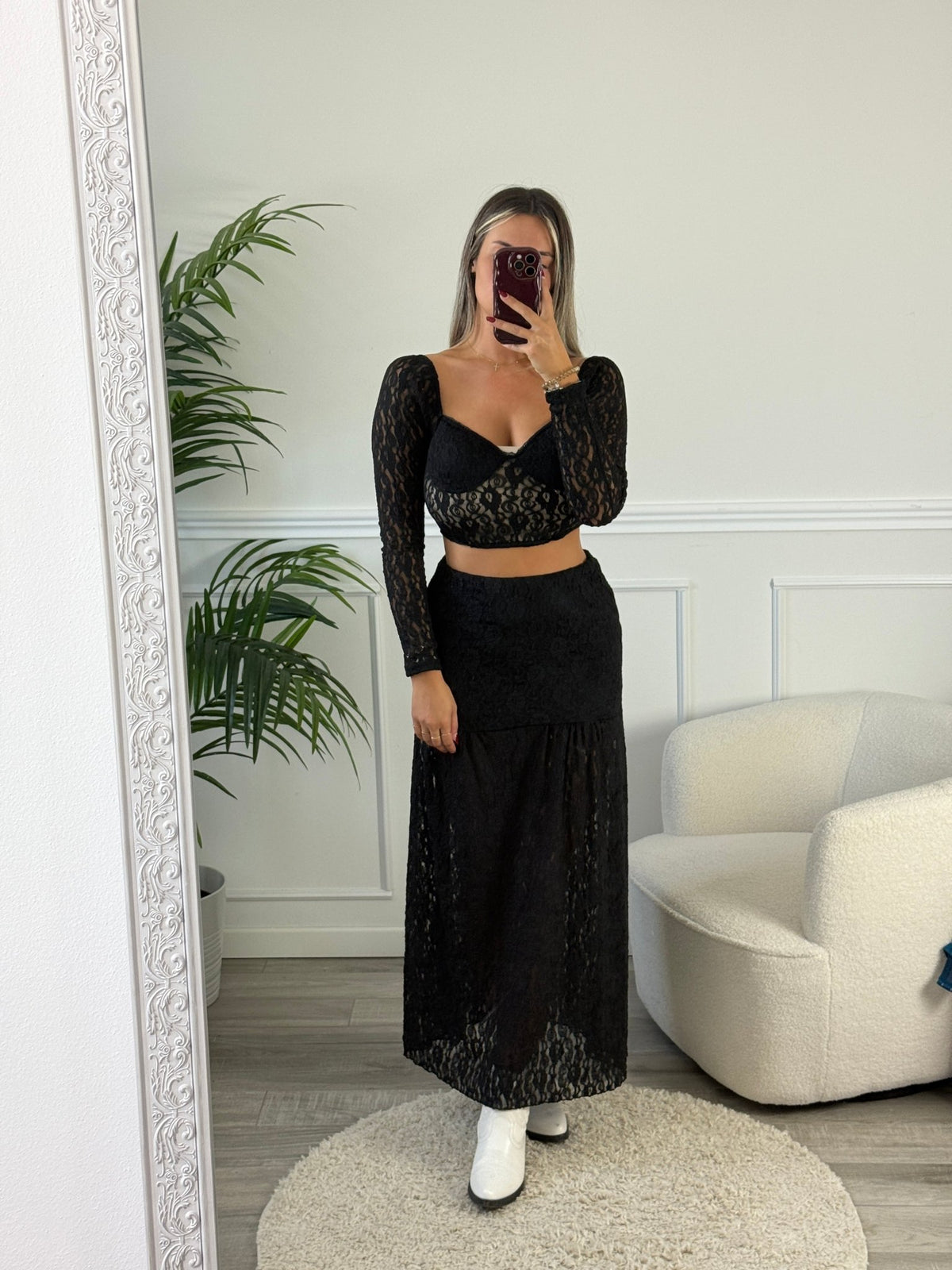 Top corto in pizzo a maniche lunghe - Follie by Alice