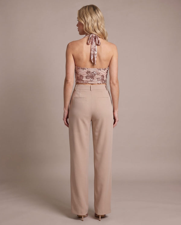 Top corto velato con scollo a cappuccio e paillettes all-over CAMELIA - Follie by Alice