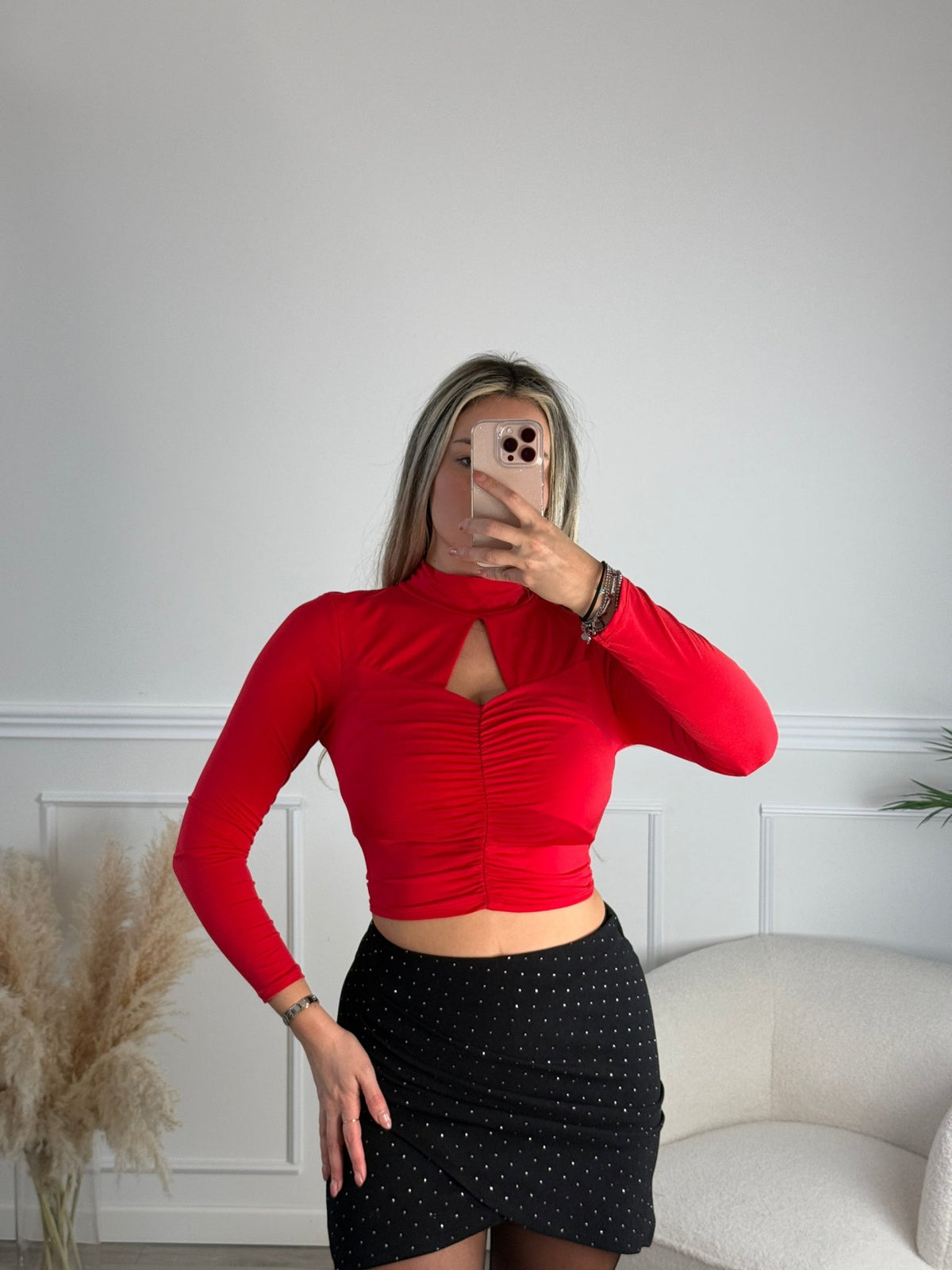 Top drappeggiato cut - out a maniche lunghe - Follie by Alice