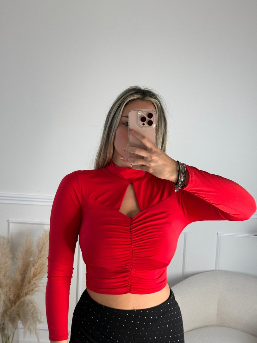 Top drappeggiato cut-out a maniche lunghe – alternate