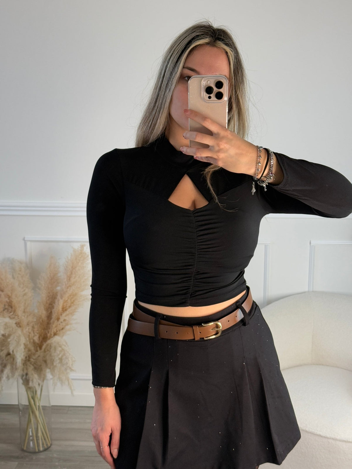 Top drappeggiato cut - out a maniche lunghe - Follie by Alice
