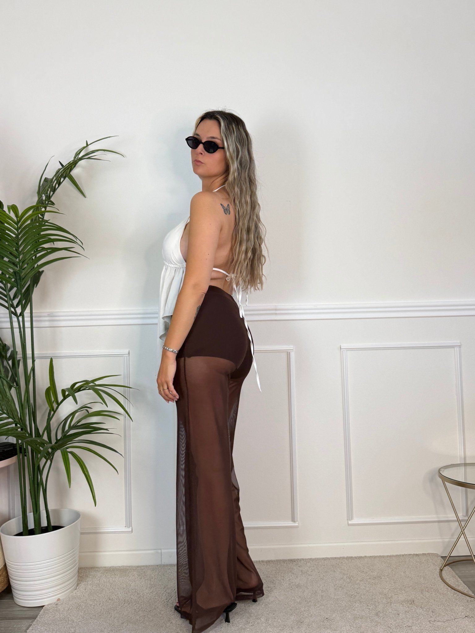 Top halter con drappeggio a cascata asimmetrico BREEZE - Follie by Alice