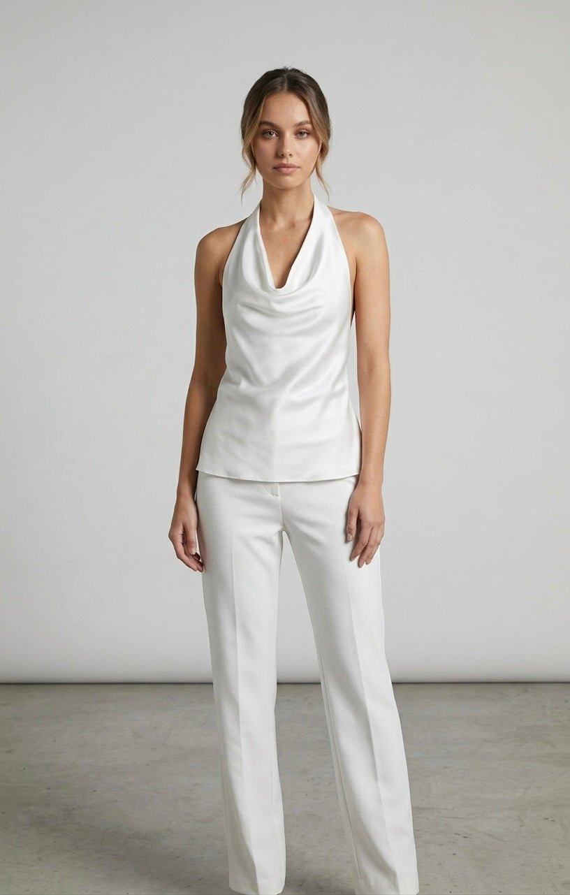 Top halter in raso con scollo drappeggiato PERLAGE - Follie by Alice