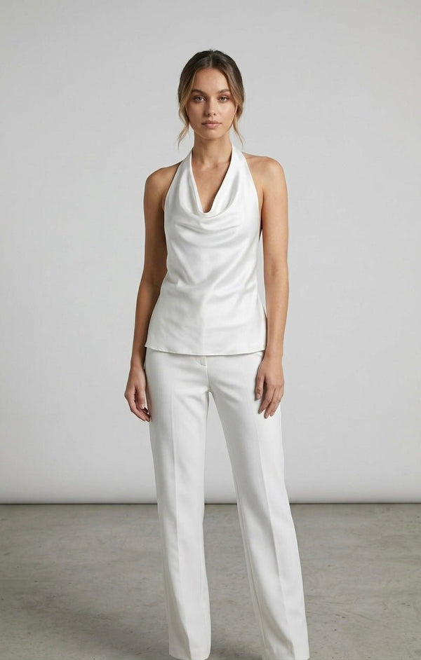 Top halter in raso con scollo drappeggiato PERLAGE - Follie by Alice