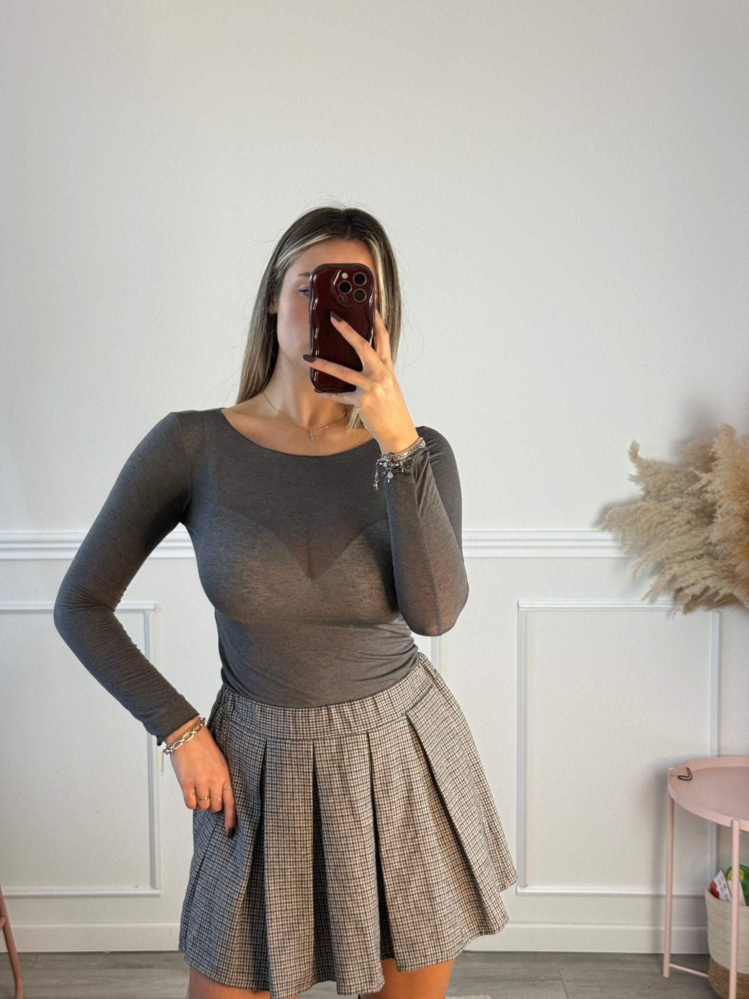 Top in misto cashmere girocollo a maniche lunghe - Follie by Alice