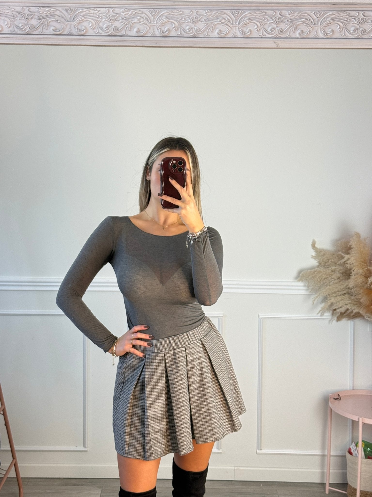 Top in misto cashmere girocollo a maniche lunghe - Follie by Alice