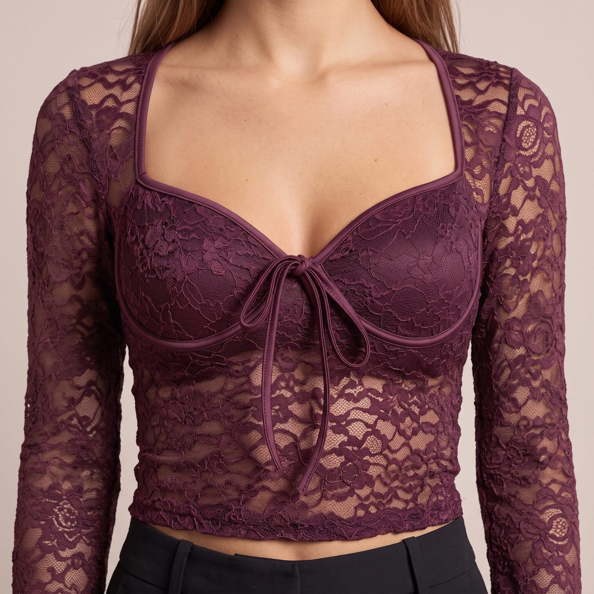 Top in pizzo di velluto con scollo a cuore GIULIETTA - Follie by Alice