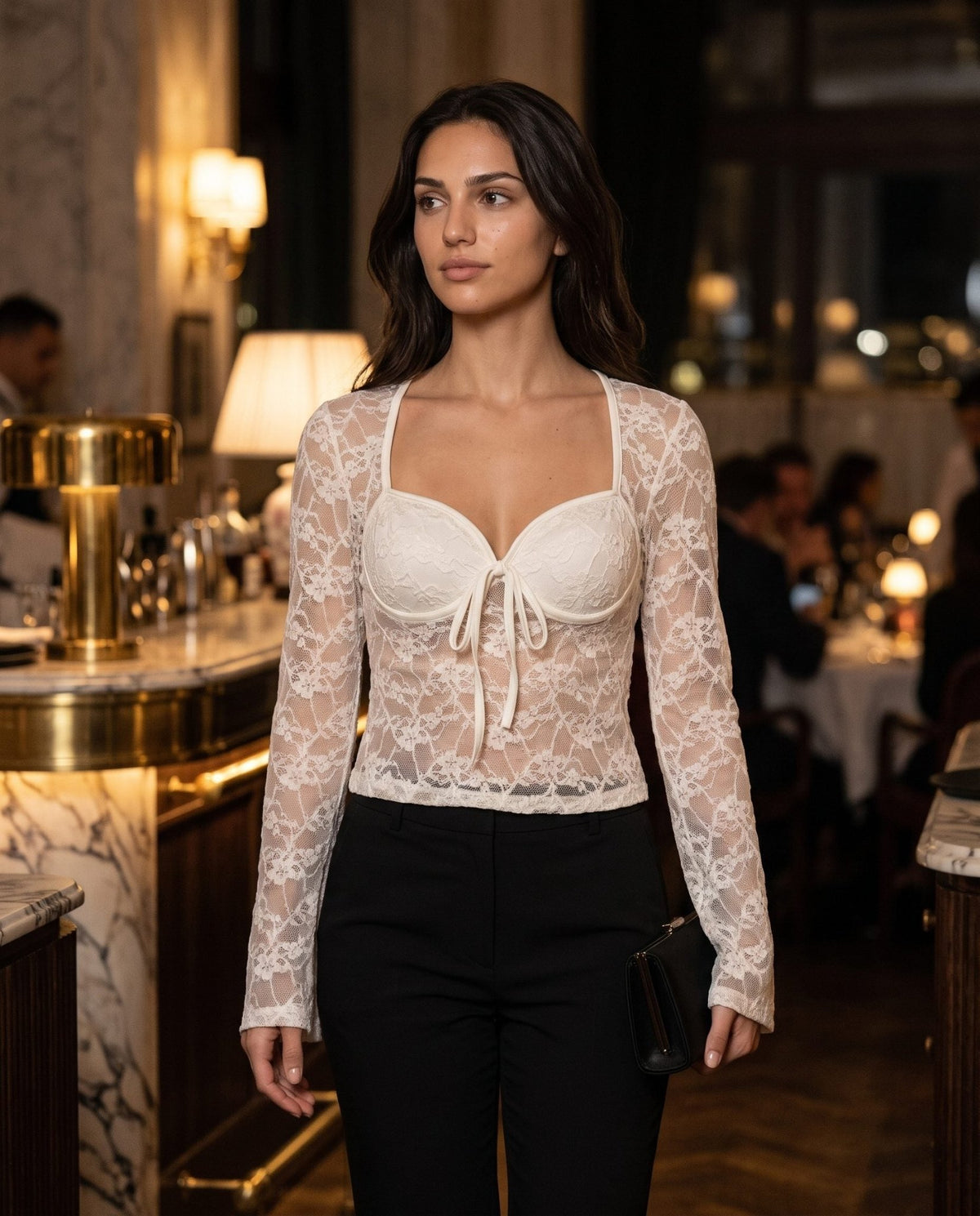 Top in pizzo di velluto con scollo a cuore GIULIETTA - Follie by Alice Immagine principale del prodotto