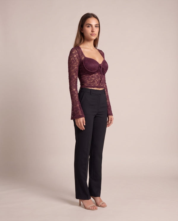 Top in pizzo di velluto con scollo a cuore GIULIETTA - Follie by Alice