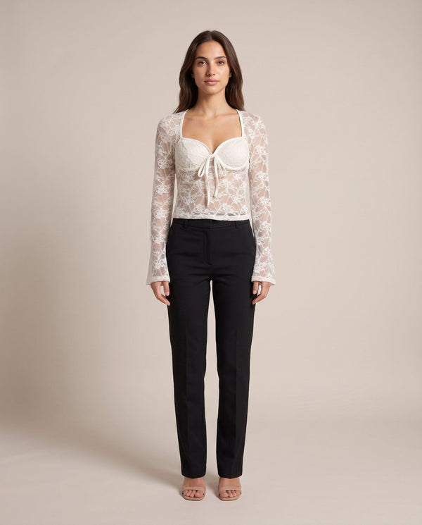 Top in pizzo di velluto con scollo a cuore GIULIETTA - Follie by Alice