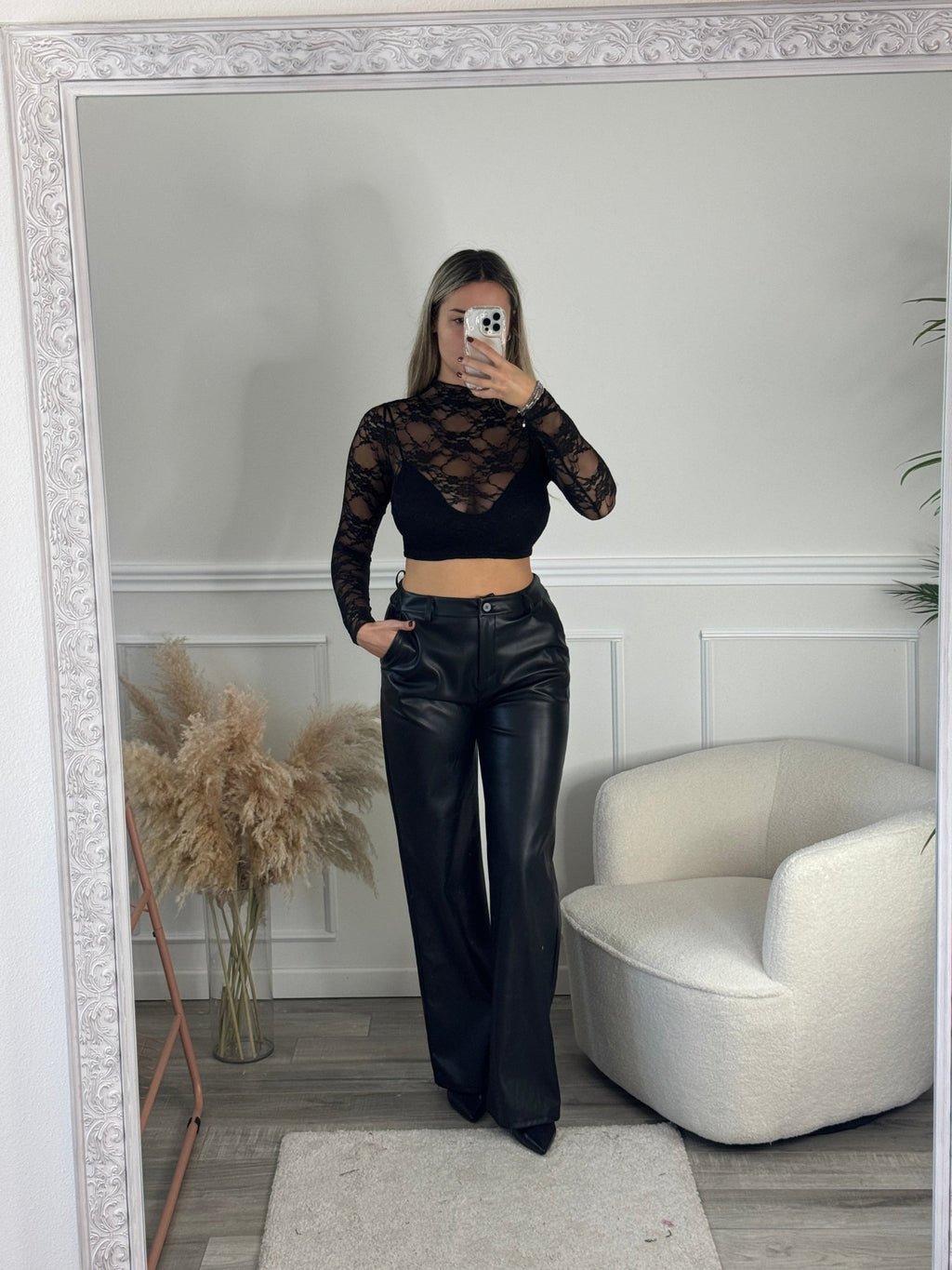 Top velato a maniche lunghe con ricami in pizzo - Follie by Alice
