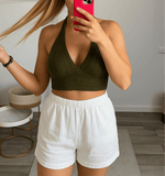 Top verde crochet all'uncinetto
