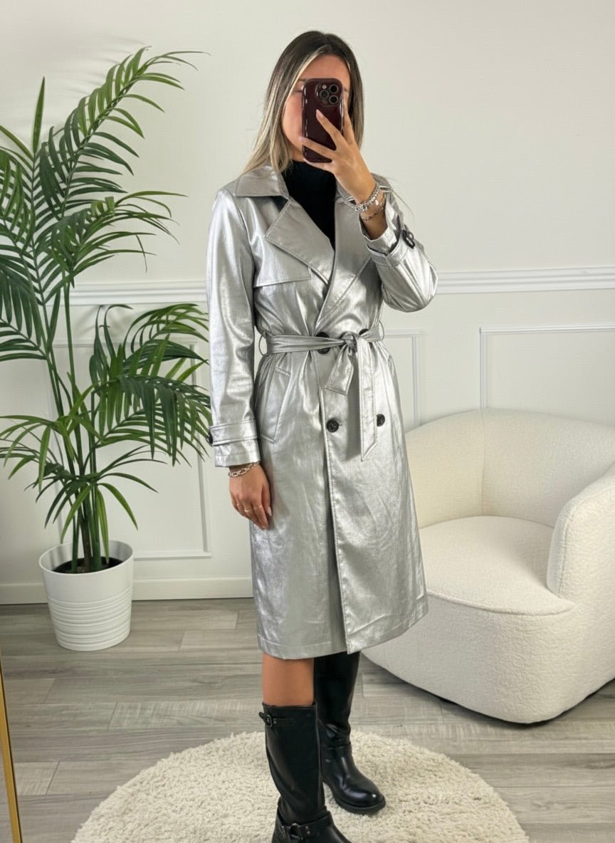 Trench lunghezza media effetto pelle - Follie by Alice Immagine principale del prodotto