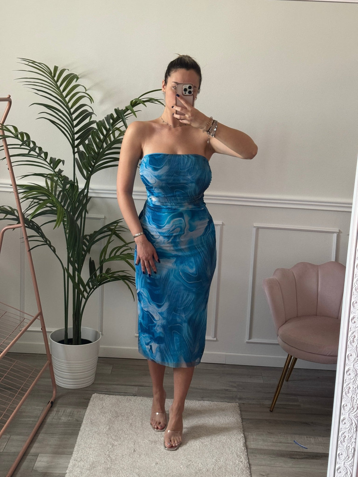 Tubino lungo velato azzurro tie - dye - Follie by Alice