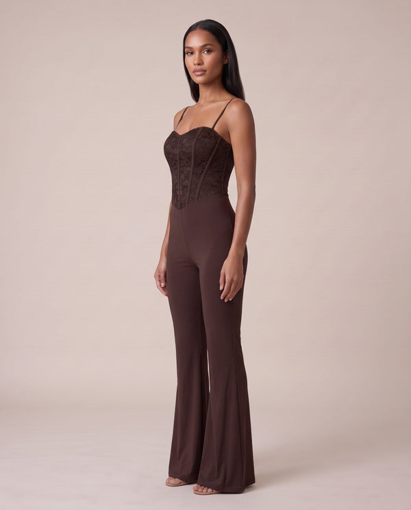 Tuta jumpsuit con corsetto in pizzo di velluto DALILA - Follie by Alice