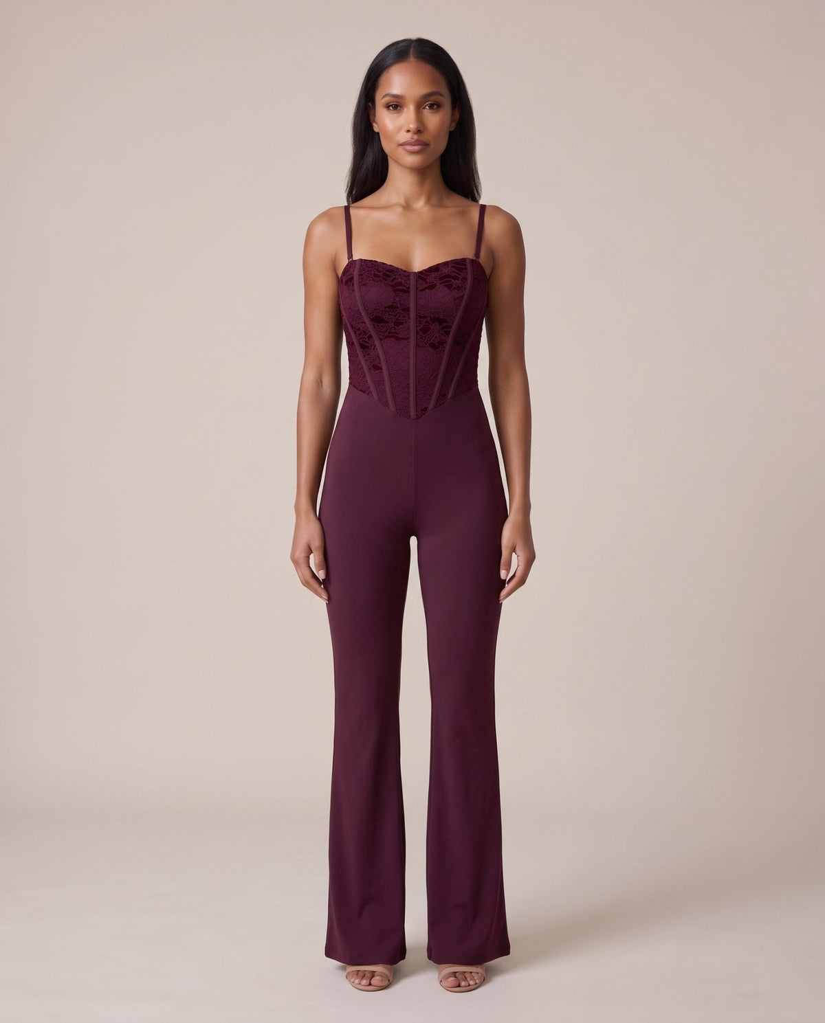 Tuta jumpsuit con corsetto in pizzo di velluto DALILA - Follie by Alice