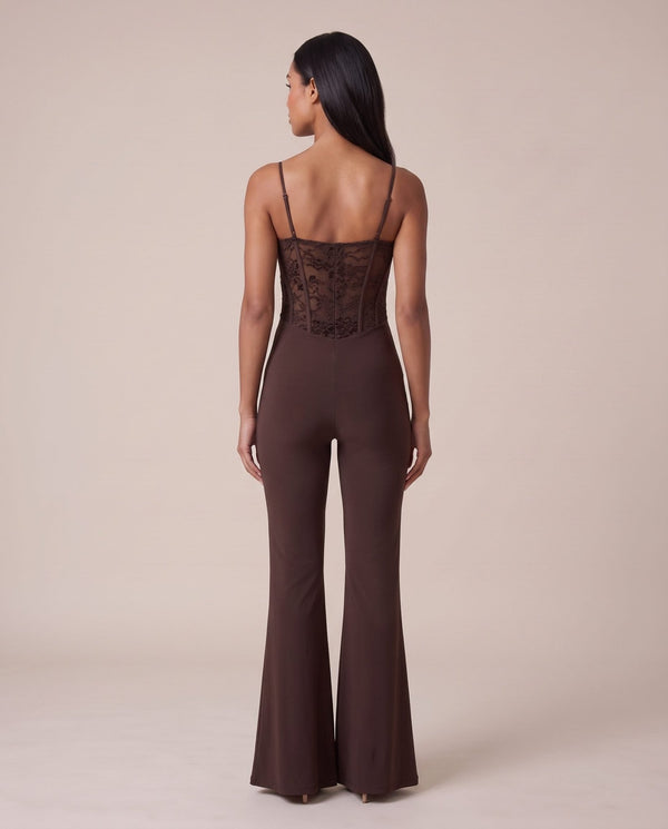 Tuta jumpsuit con corsetto in pizzo di velluto DALILA - Follie by Alice