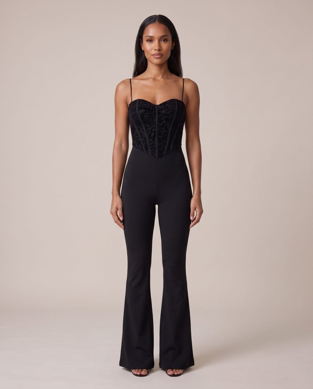Tuta jumpsuit con corsetto in pizzo di velluto DALILA - Follie by Alice