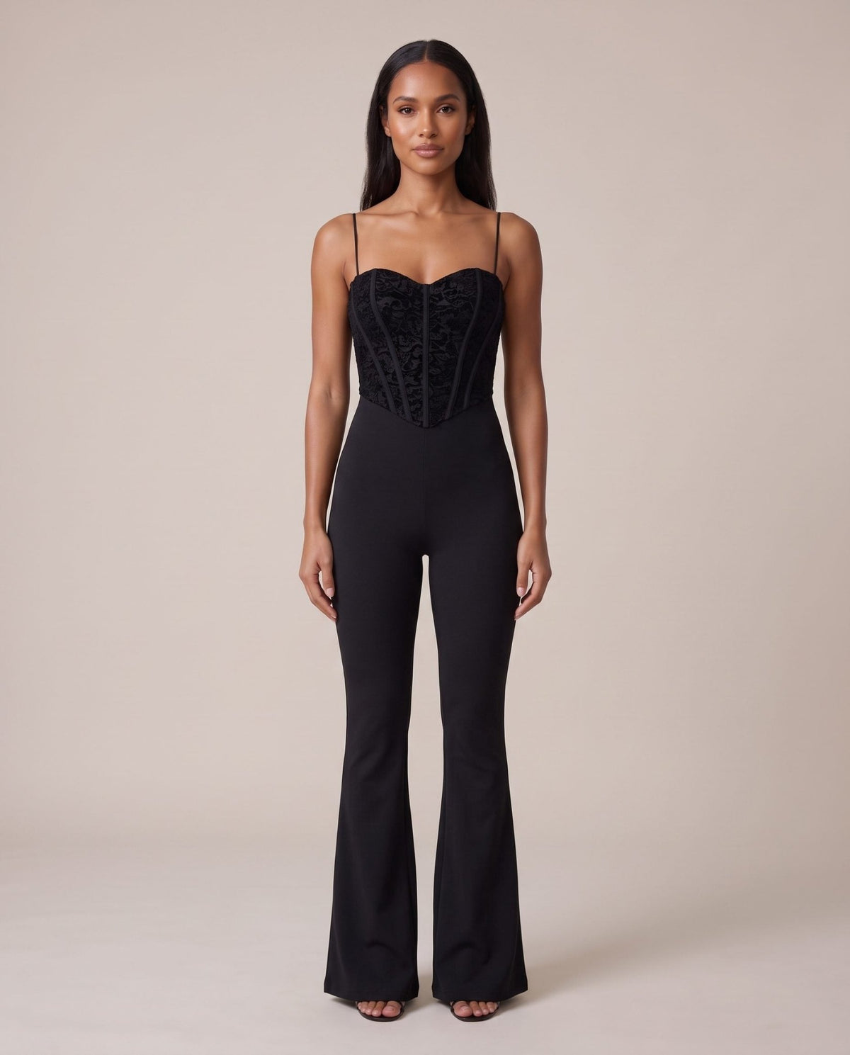 Tuta jumpsuit con corsetto in pizzo di velluto DALILA - Follie by Alice
