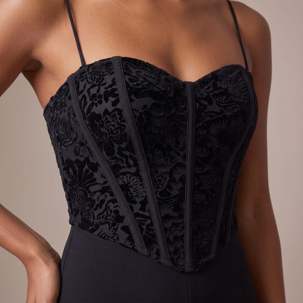 Tuta jumpsuit con corsetto in pizzo di velluto DALILA - Follie by Alice