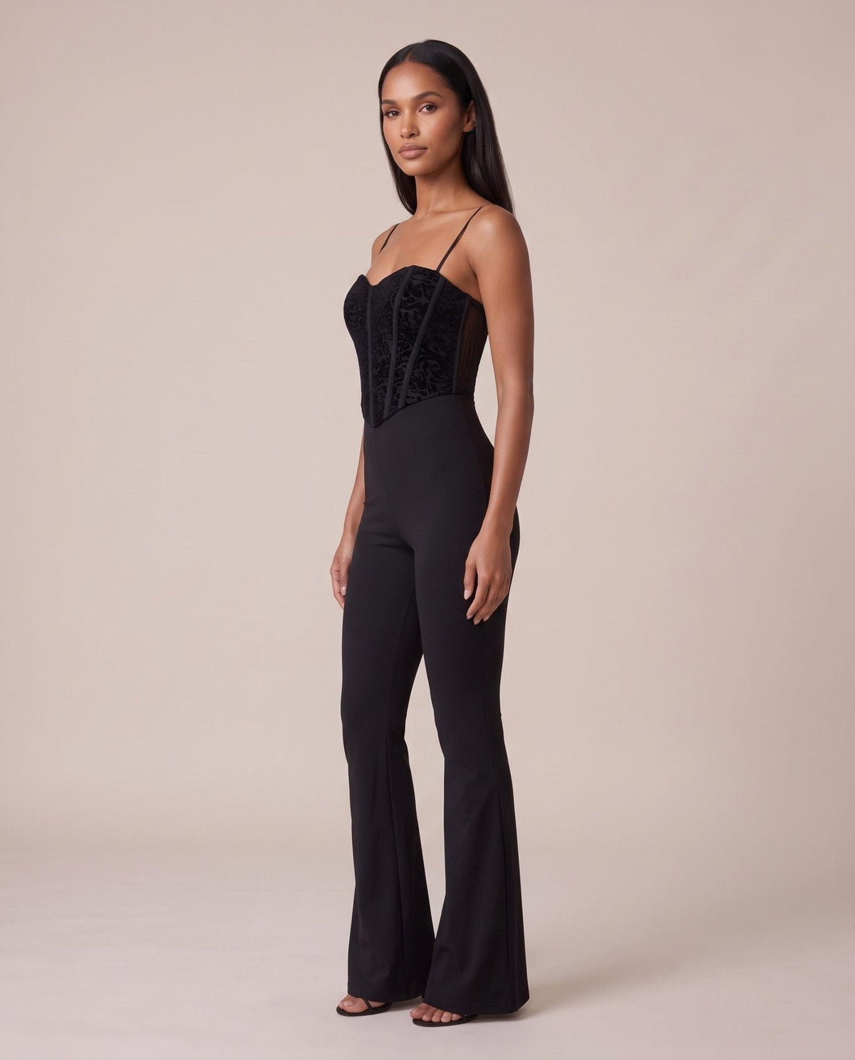 Tuta jumpsuit con corsetto in pizzo di velluto DALILA - Follie by Alice