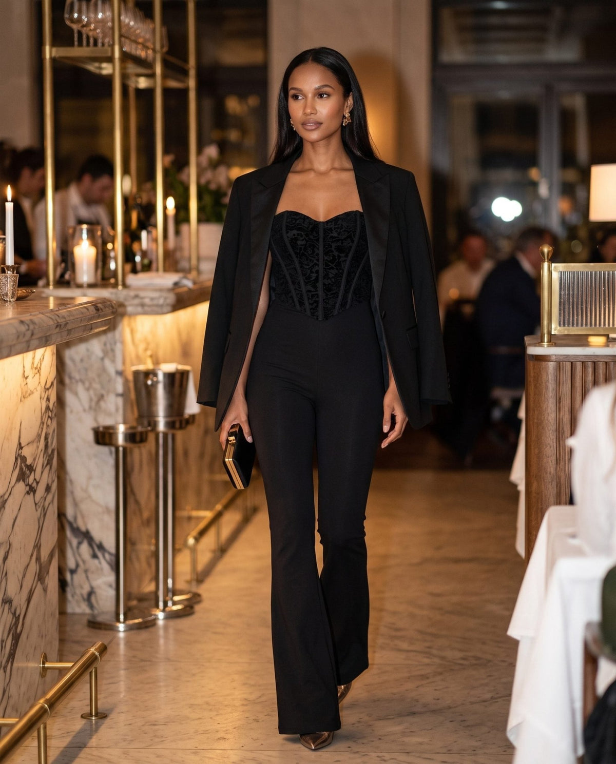 Tuta jumpsuit con corsetto in pizzo di velluto DALILA - Follie by Alice
