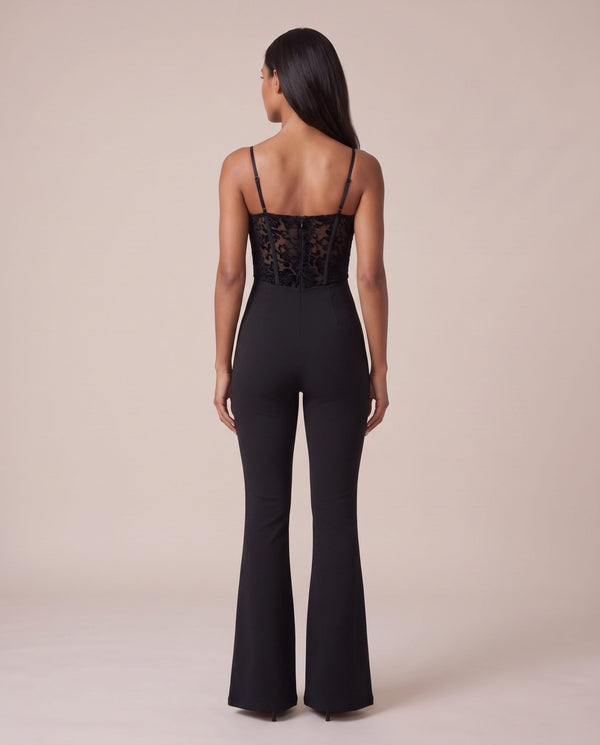 Tuta jumpsuit con corsetto in pizzo di velluto DALILA - Follie by Alice