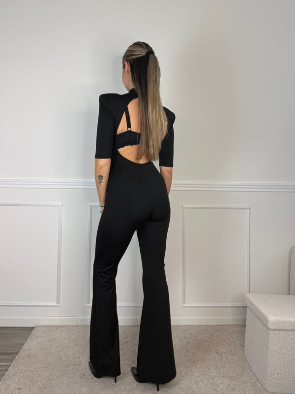 Tuta jumpsuit con spalle strutturate e schiena scoperta - Follie by Alice
