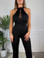 Tuta jumpsuit halter a zampa con occhielli RAQUEL - Follie by Alice