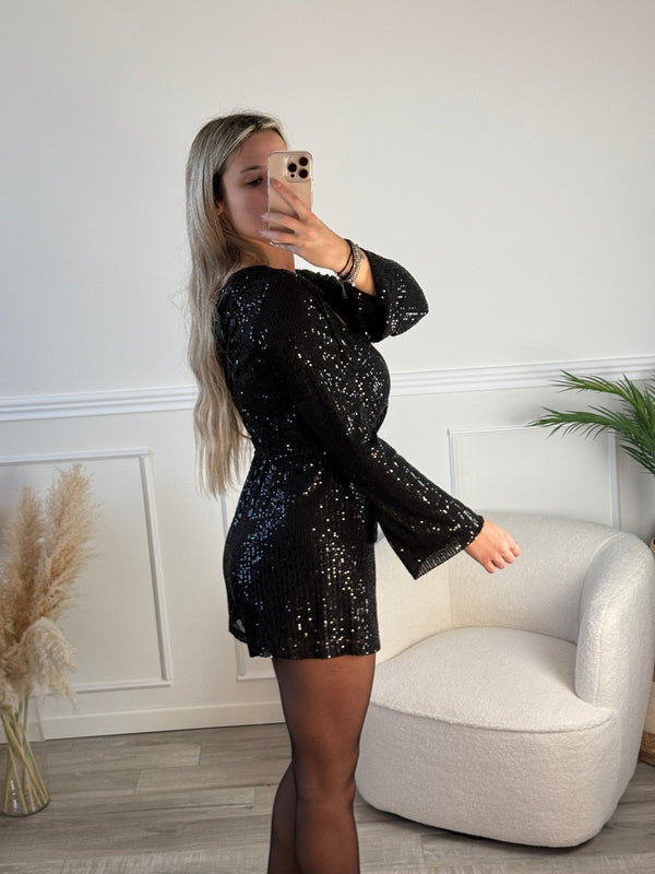Tutina a maniche lunghe con scollo profondo e paillettes - Follie by Alice