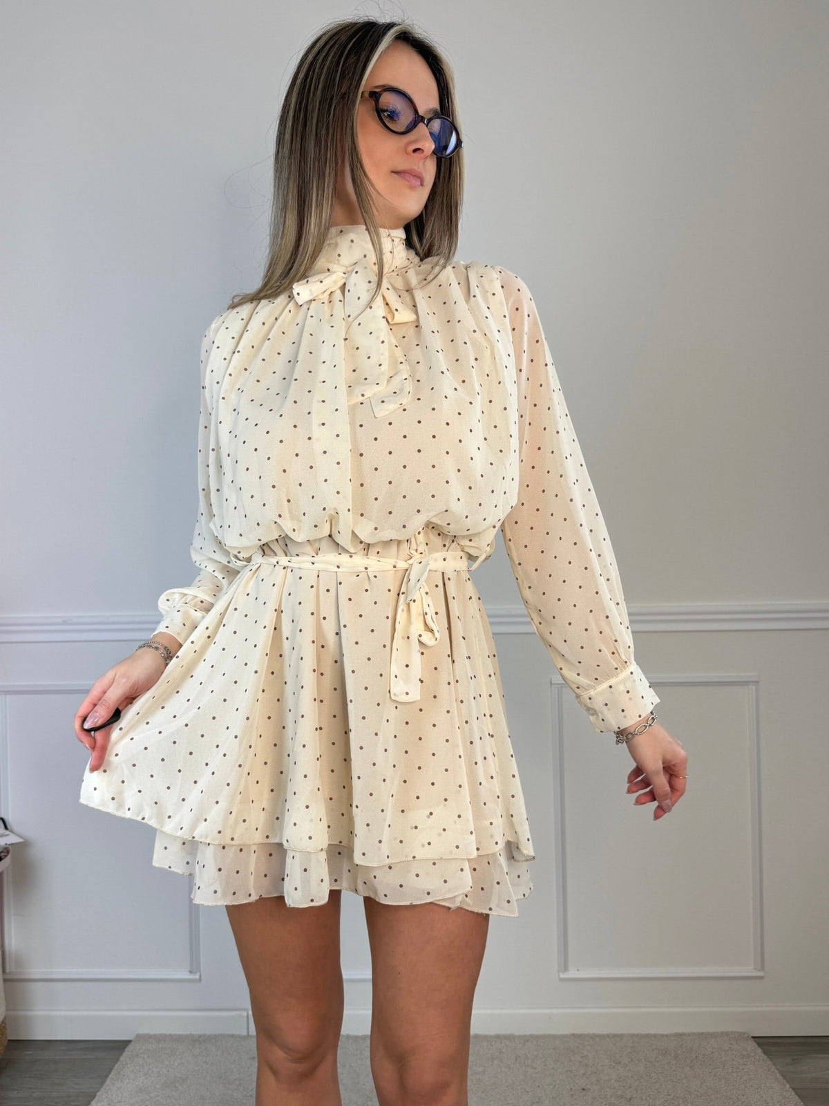 Vestitino a pois con fascia choker e gonna a balze - Follie by Alice