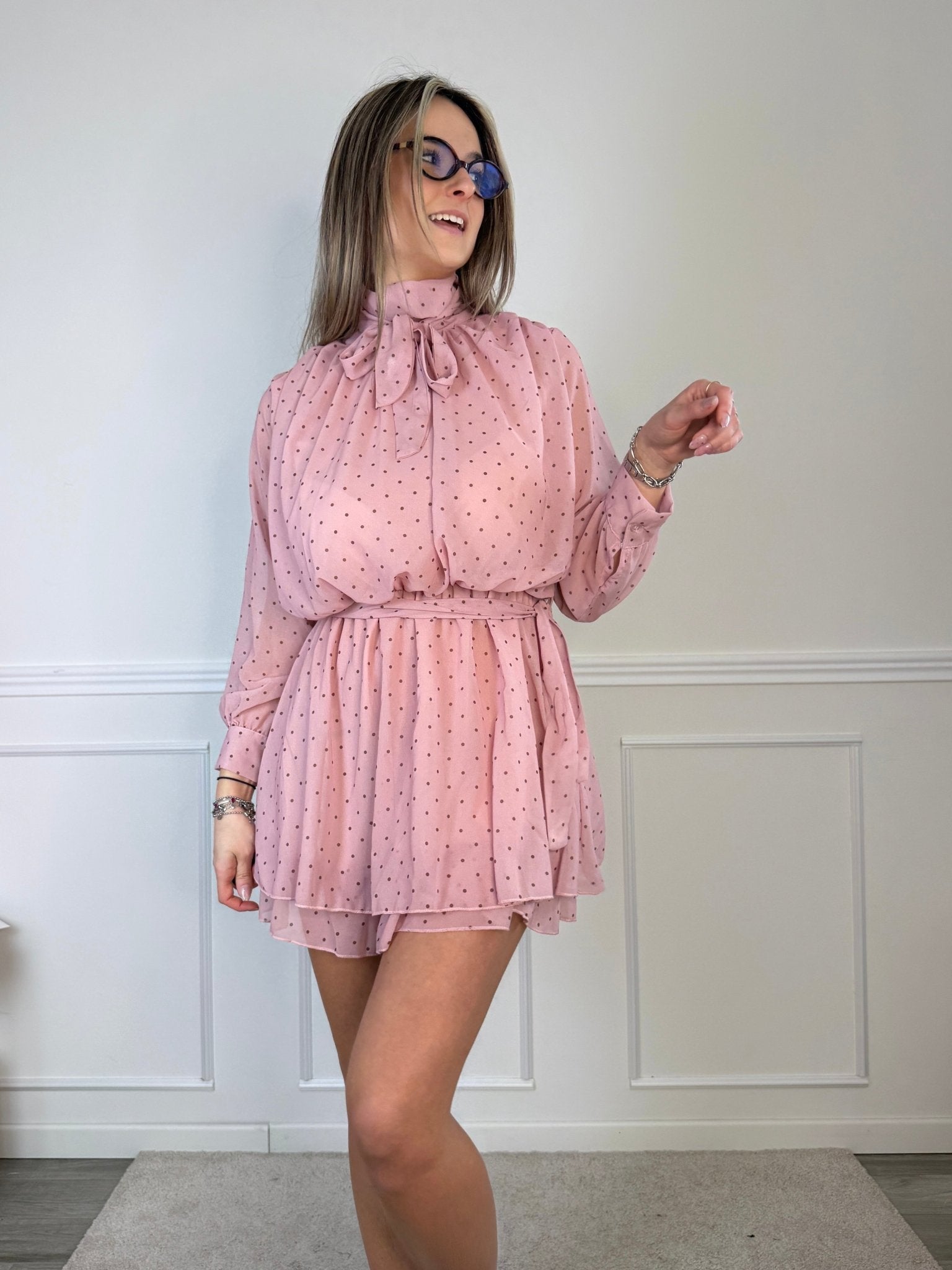 Vestitino a pois con fascia choker e gonna a balze - Follie by Alice