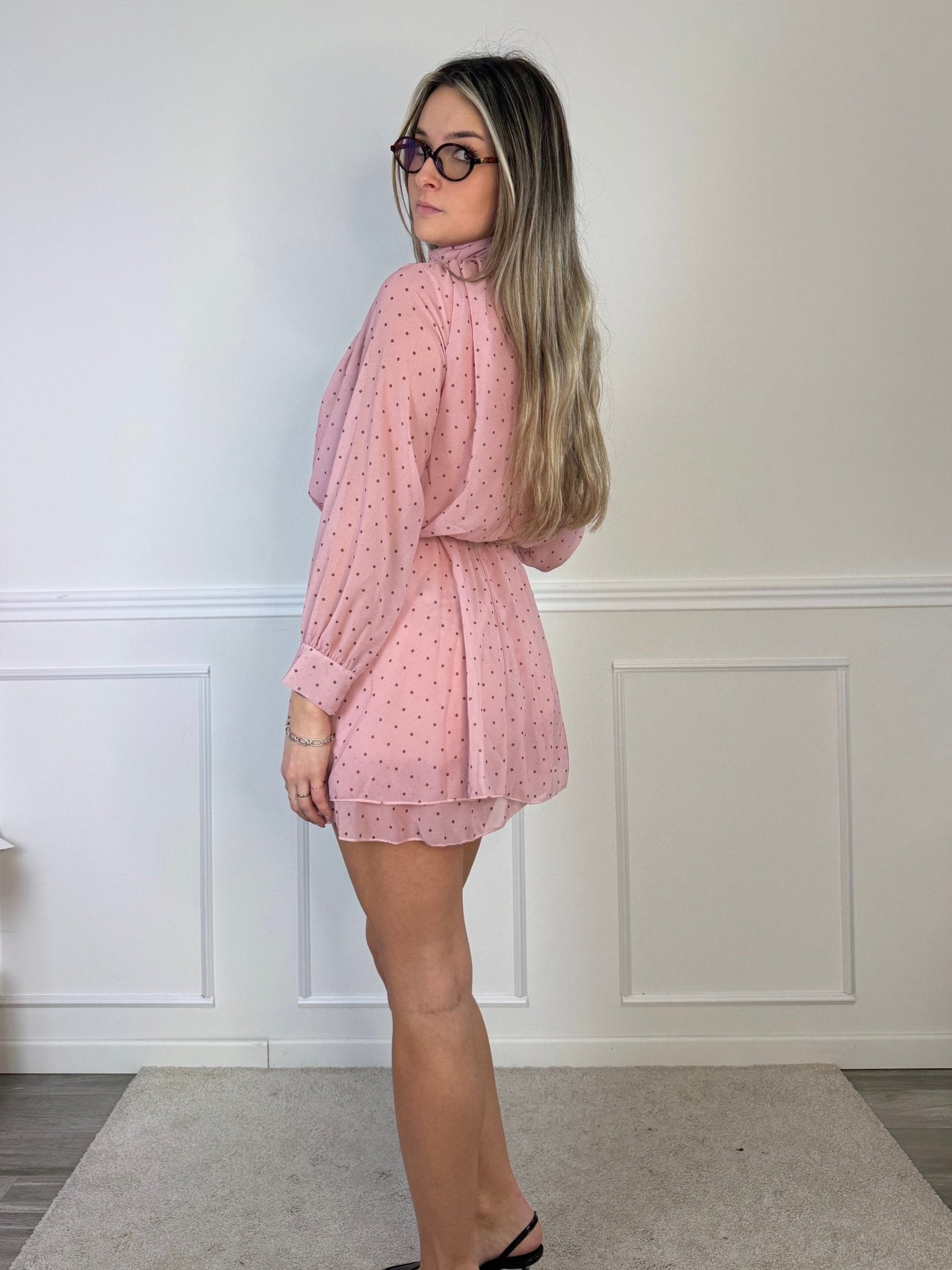 Vestitino a pois con fascia choker e gonna a balze - Follie by Alice