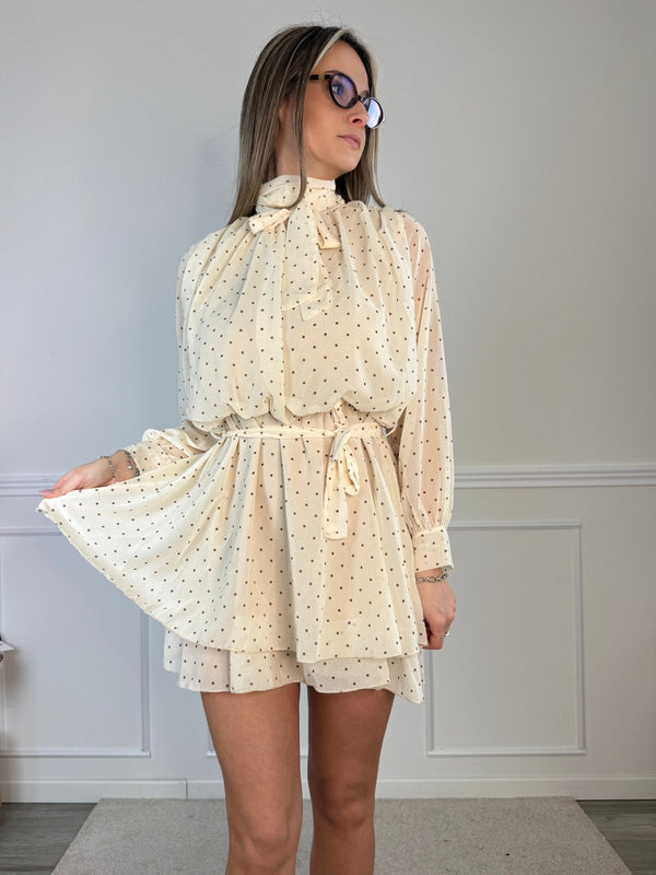 Vestitino a pois con fascia choker e gonna a balze - Follie by Alice