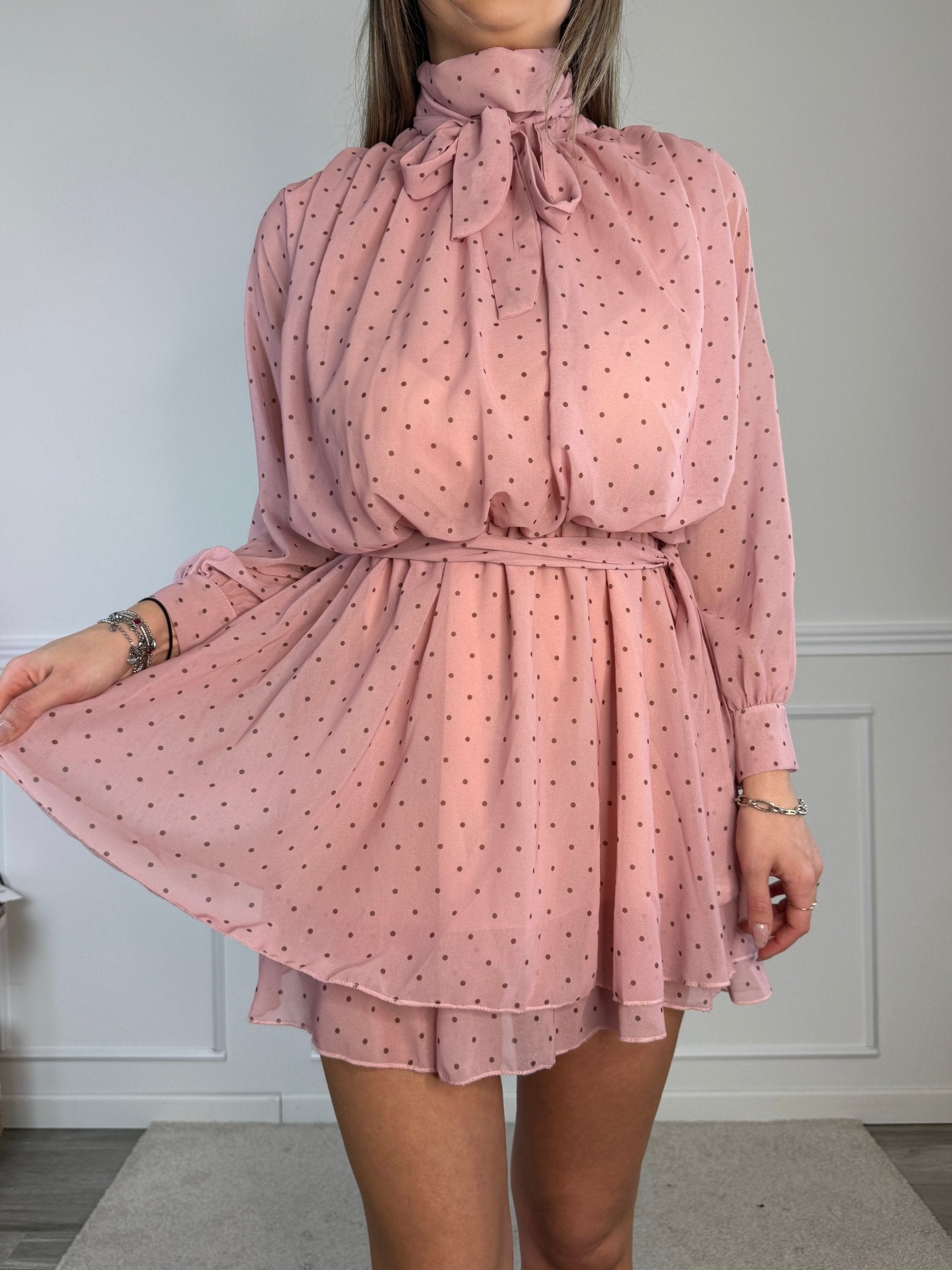 Vestitino a pois con fascia choker e gonna a balze - Follie by Alice