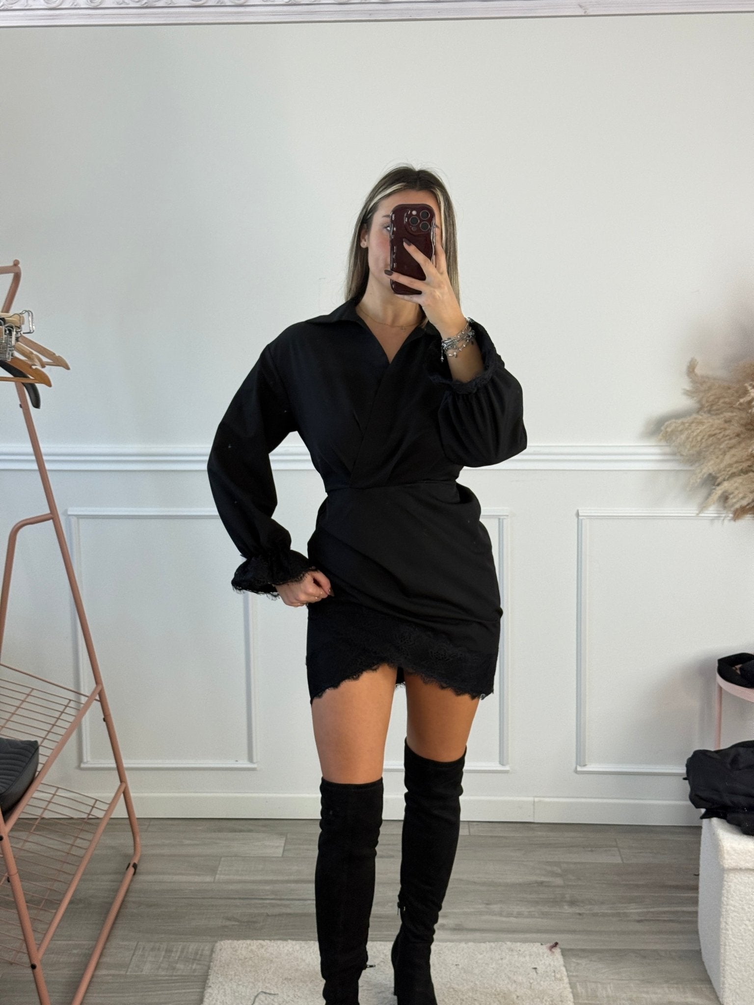 Vestitino blazer con orli in pizzo e chiusura a portafoglio - Follie by Alice