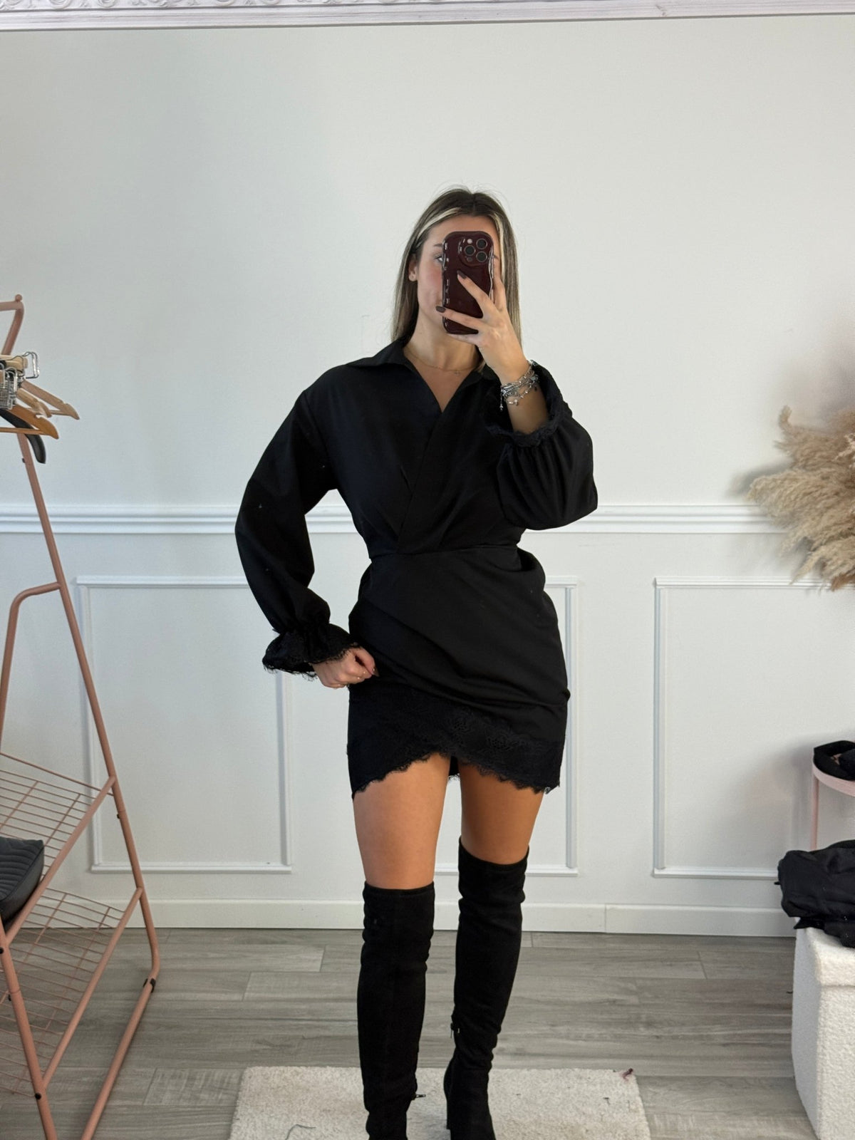 Vestitino blazer con orli in pizzo e chiusura a portafoglio - Follie by Alice