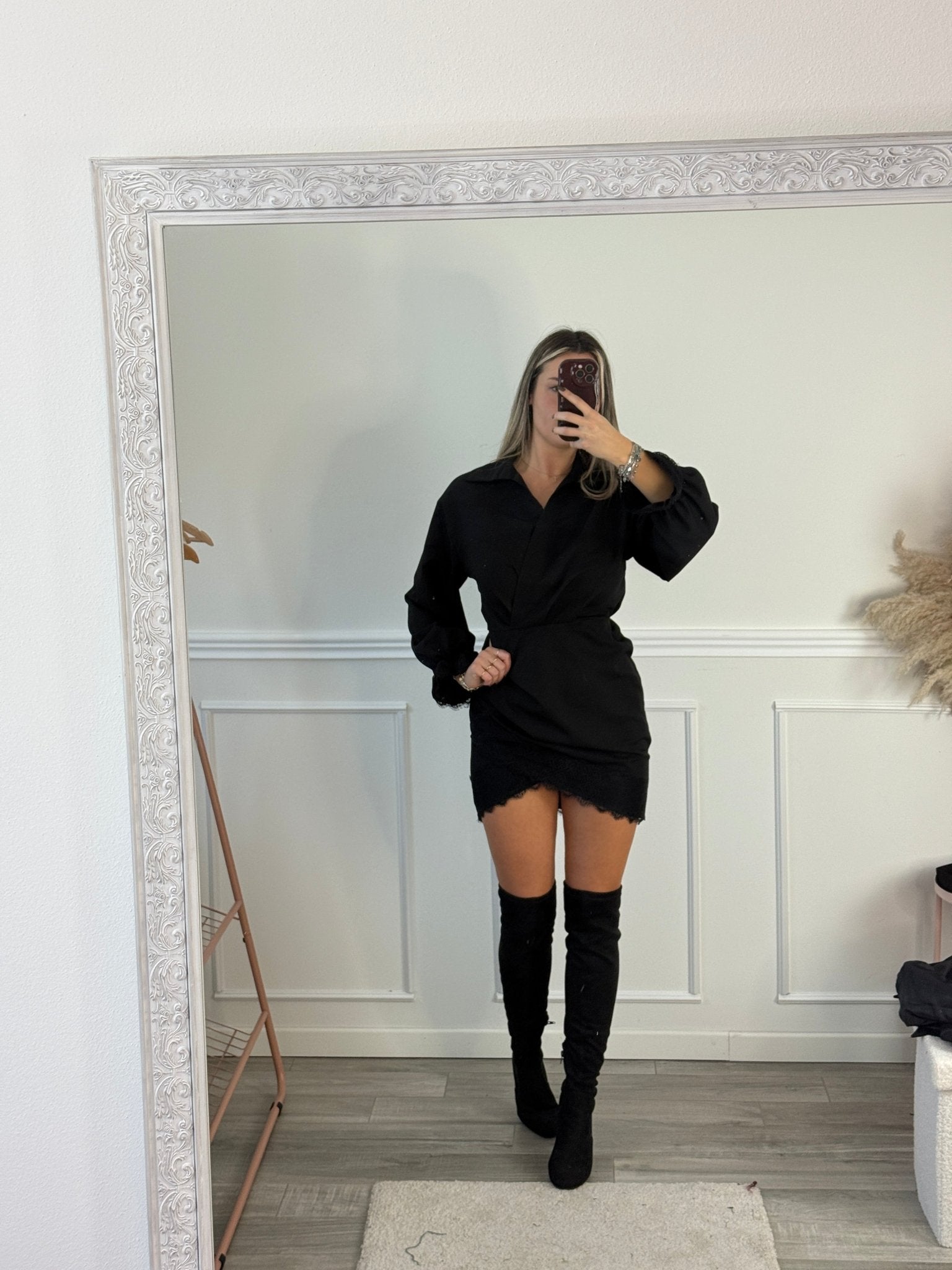 Vestitino blazer con orli in pizzo e chiusura a portafoglio - Follie by Alice