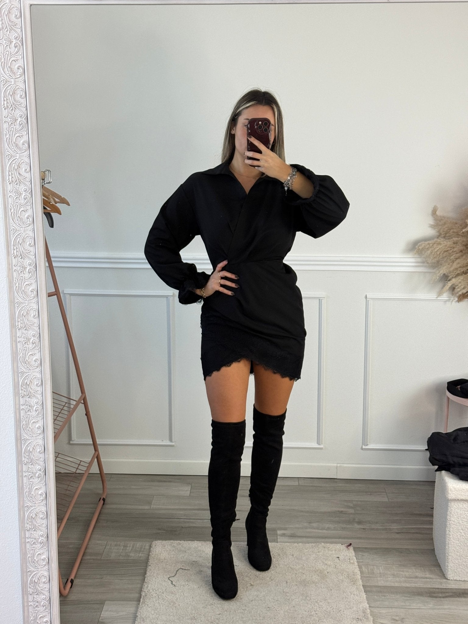 Vestitino blazer con orli in pizzo e chiusura a portafoglio - Follie by Alice