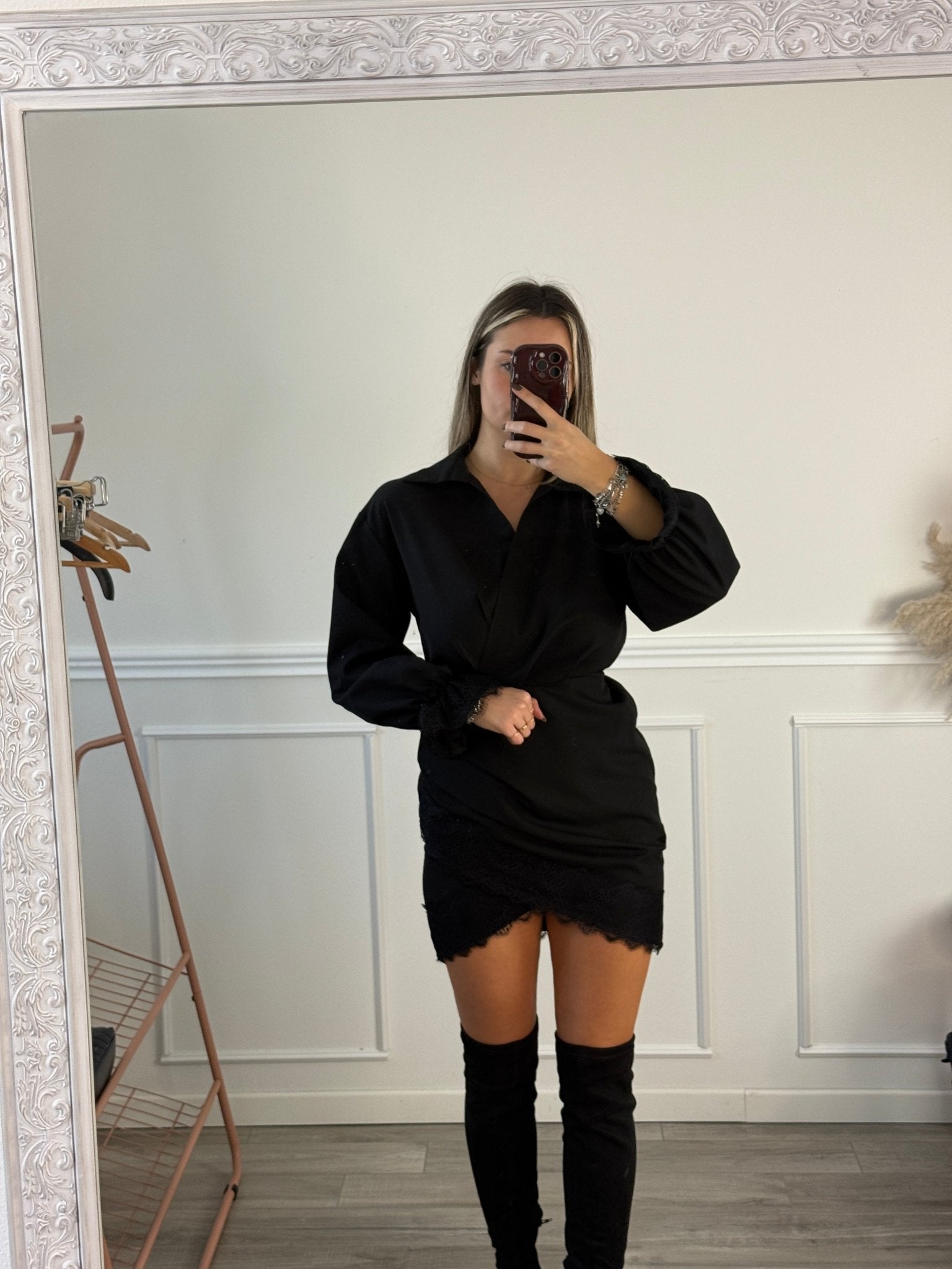 Vestitino blazer con orli in pizzo e chiusura a portafoglio - Follie by Alice