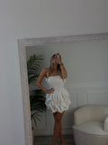 Vestitino bustier con gonna origami