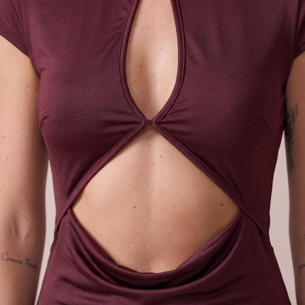 Vestitino cut-out in raso con alamaro SHANGHAI - Follie by Alice