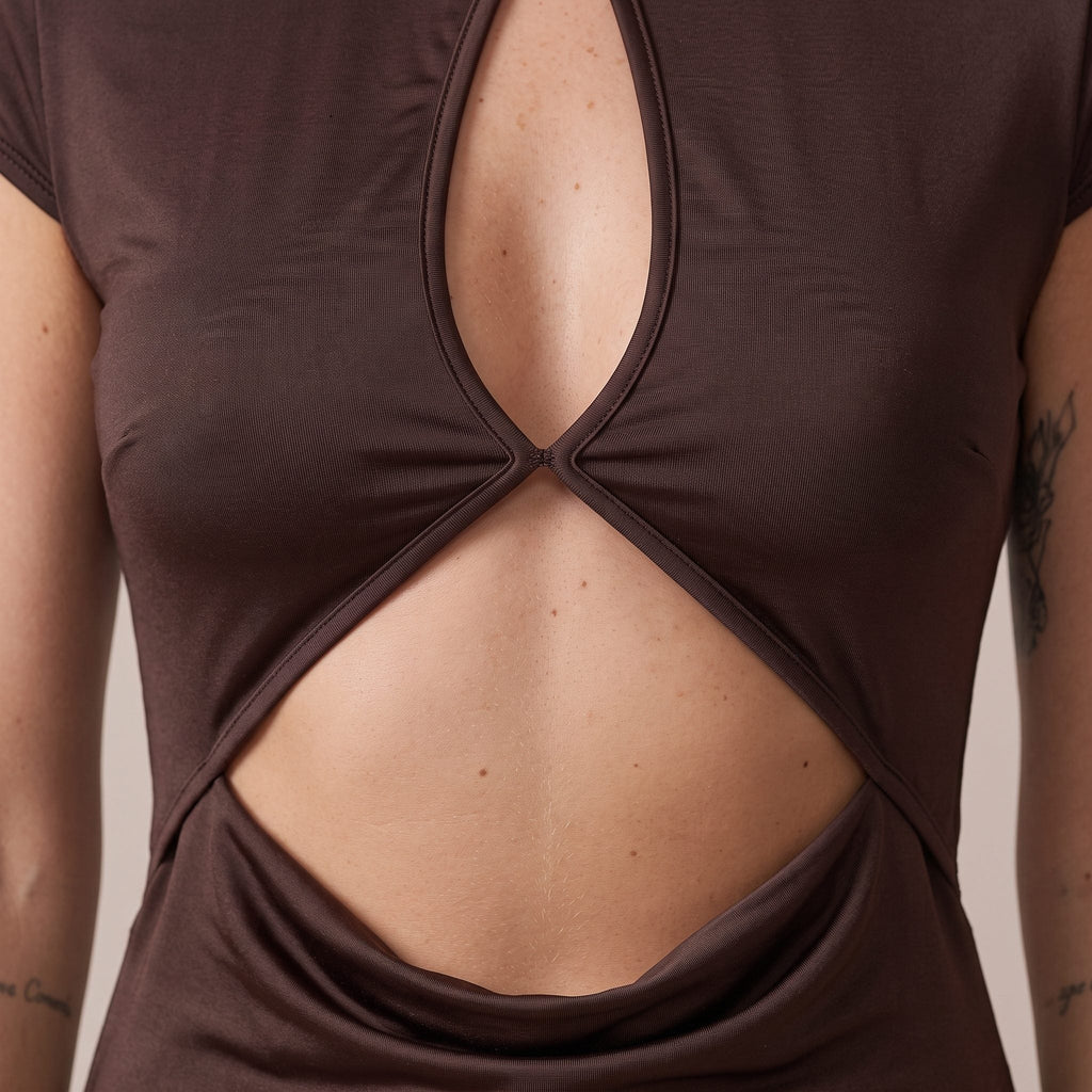 Vestitino cut-out in raso con alamaro SHANGHAI - Follie by Alice