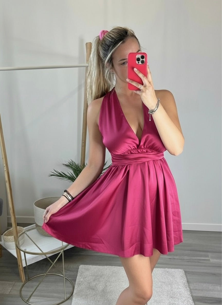 Vestitino fucsia in raso con nastri - Follie by Alice Immagine principale del prodotto